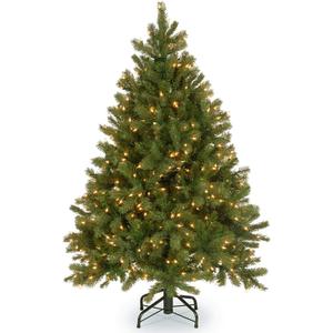 National Tree Company 4.5 ft Pre-Lit Downswept Douglas Fir Artificial Christmas Tree, 450 Clear Lights, 525 Tips, Includes Stand, Green