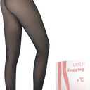 Fleece Lined Tights Women, Warm Pantyhose leggings Women,Fake Translucent Thermal Skin Colored Tights for Winter (Large Tall)