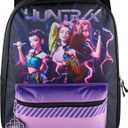 AI ACCESSORY INNOVATIONS K-Pop Demon Hunters Huntrix 16 Backpack for Girls, Featuring Rumi, Zoey, Mira, Rubber Molded Bag Charm, Huntrix