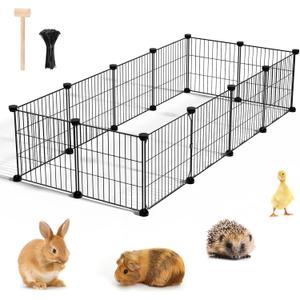 BUCATSTATE 12 Panels Guinea Pig Playpen, Rabbit Playpen Indoor, 56" L x 24" W x 12" H Small Animal Playpen with Door for Guinea Pigs, Bunny, Hedgehogs, Chinchillas