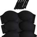 OYOANGLE Girl's Training Bras Padded Bralette with Adjustable Detachable Strap Strapless Bandeau Bra (Black, 15Y)
