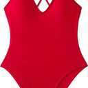Women's Criss Cross Backless One Piece Swimsuit Tummy Control Bathing Suits Monokini M