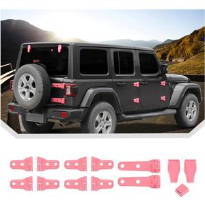 JeCar 13pcs Pink Full Set Door Hinge Cover Trim Overlay for 2018-2024 Up Jeep Wrangler JL 4 Door