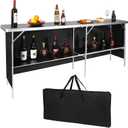 REDCAMP Portable Bar Table, Pop Up Folding Mobile Bar Bartender Table with Carry Bag for Events, Party, Camping, Tradeshow, Exhibition, Easy Setup, Black, 82"x33"x15"