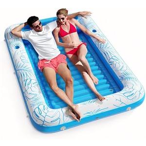 Jasonwell Inflatable Tanning Pool Lounger Float 4 in 1 Sun Tan Tub Sunbathing Lounge Raft Floatie Toys Water Filled Bed Mat Pad for Kids Adult Blow Up Kiddie Ball Pit Pool (XL)