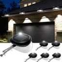 ROSHWEY Outdoor Fence Lights, 6 Pack Solar Gutter Lights with 9 LED Waterproof for Eaves Garden Garage Porch Stairs Wall 2 Installations Methods, Black Lampshade (Cool White)