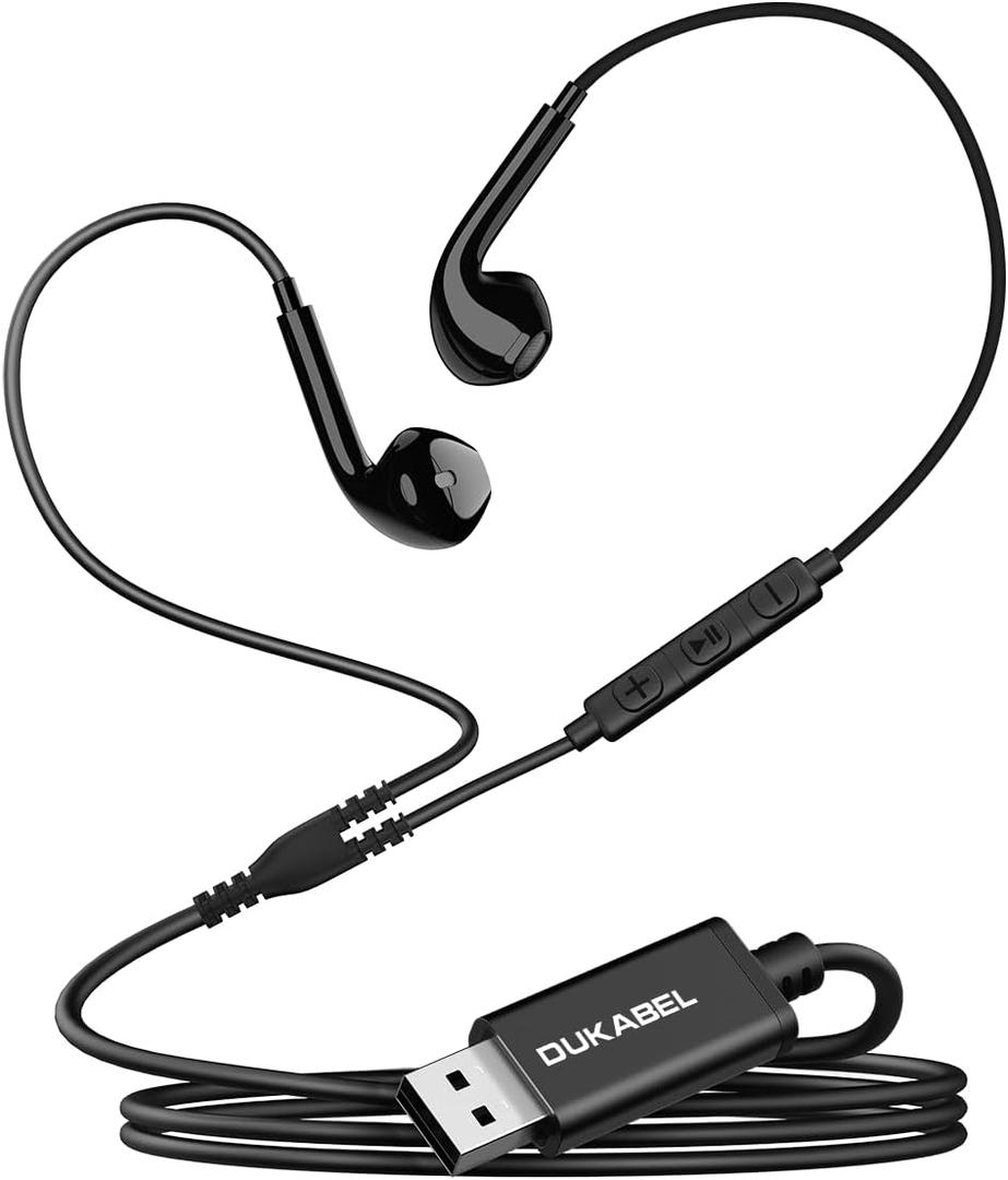 DUKABEL USB Wired Earbuds, USB Headphone with Mic for PC/ PS4/ PS5, 6FT in-Ear Stereo Earphones Headsets with Volume Control for Office Live Broadcast Gaming