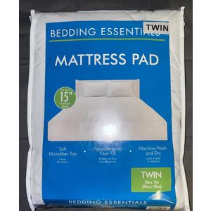 Bedding Essentials Microfiber Twin Mattress Pad in White 39" W x 75" L 