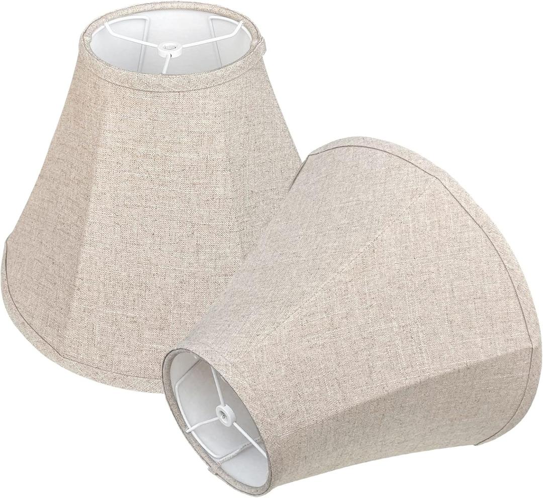 TOOTOO STAR Bell Lamp Shade Set of 2, Linen Lampshade for Floor Light and Table Lamp 6x14x10 inch, DIY Fabric Natural Linen Hand Crafted, Spider (Assembly Required) (Brown)