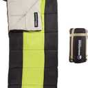 Kids Sleeping Bag - Lightweight, Carrying Bag with Compression Straps for Camping, Backpacking, and Sleepovers by Wakeman Outdoors (Neon Green/Black)