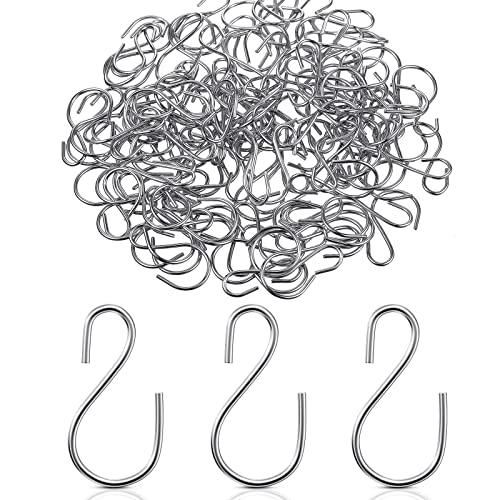 Sratte 120 Pcs Mini S Hook for Hanging 1 Inch Metal Hanging Hooks S Shaped Iron Wire Hangers Mini Ornament Storage Hangers for Irish Day Decor Pot Plant Jewelry Keychain (Silver)