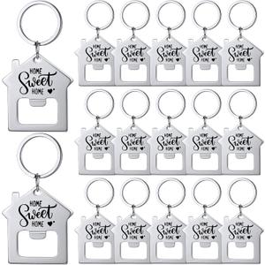 15 Pcs New Home Keychains Bulk Estate Agent Gifts Guests Bottle Opener House Keyrings Housekeeping Gift Housewarming Favors