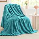 BEDELITE Fleece Throw Blanket for Couch & Bed - 3D Jacquard Decorative Teal Blanket, Super Soft and Cozy Warm Fuzzy Blanket All Seasons Suitable, 50x60Inches