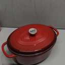 Lodge 7 Quart Enameled Cast Iron Oval Dutch Oven with Lid  Dual Handles  Oven Safe up to 500 F or on Stovetop - Use to Marinate, Cook, Bake, Refrigerate and Serve  Red