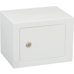 ELLAIG Safe Box Small Safe Money Cash Safe Keys Gun Safe 6.7"D x 9.05"W x 6.7"H 0.24 CuFt Mini Security Lock Safe Boxes for Coin Home Office Hotel Rooms Business Jewelry Gun (White)