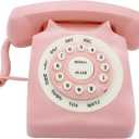 Retro Corded Landline Phone, TelPal Classic Vintage Old Fashion Telephone for Home & Office, Wired Home Phone Gift for Seniors (Pink)