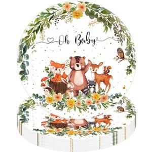 3 x 50 PCS Jungle Baby Shower Plates, Safari Baby Shower Party Decorations Dessert Plates for Jungle Themed Celebrations Party Supplies