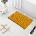 SHACOS Boho Bathroom Rugs 16"x24" Extra Soft Absorbent Bath Mats Home Decor Non Slip Carpet Machine Washable Shaggy Bath Rugs for Bath Room Shower Bathtub, Honey Mustard 1'4" x 2'
