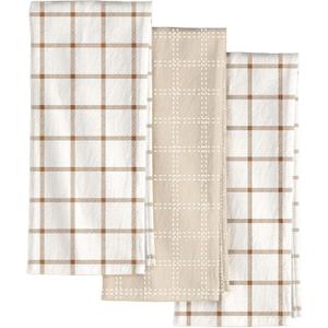 Miss Adola 3pcs 150GSM Flour Sack Kitchen Towels, Checkered | 18"x 26", Pure Cotton, Light Weight, All Season Design, Lint-Free, Quick Drying, for Proofing Bread, for Kitchen Drying, 18 inches by 26 inches