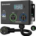 Smart Dryer Splitter for EV and Dryer, 240V Auto Power Switch for Dryer Outlet, 3-Color LED Ring, 3.4" LCD Display, No Rewiring Needed, NEMA 10-30 Plug, NEMA 10-30 & NEMA 14-50 Outlets (24 Amp)