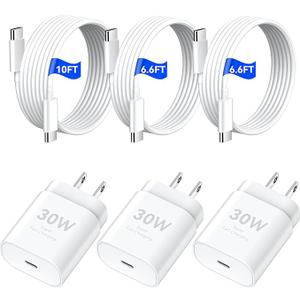 iPhone 17 16 15 Pro Max Charger Fast Charging, 30W USB C Charger Type C Chargers Fast Charging Block with 6.6 FT&10 FT Long Cable Cord for iPhone 17 Pro Max/17 Pro/17/Air/16 Pro Max/16Pro/16/15/ProMax