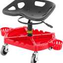 VEVOR Rolling Garage Stool, 300LBS Capacity, Adjustable Height from 18 in to 23 in, 360-degree Swivel Wheels (4"), Large Tool Tray with Two Bottle Holder, for Workshop, Auto Repair Shop, Red