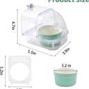 Bird Cage Feeder with Ceramic Bowl,2 in 1 No Mess Bird Feeder and Transparent Parakeet Bathtub with Bottom Drawer Hanging Tube Shower Box for Birds Budgies Parakeet Small Parrot Cockatiels