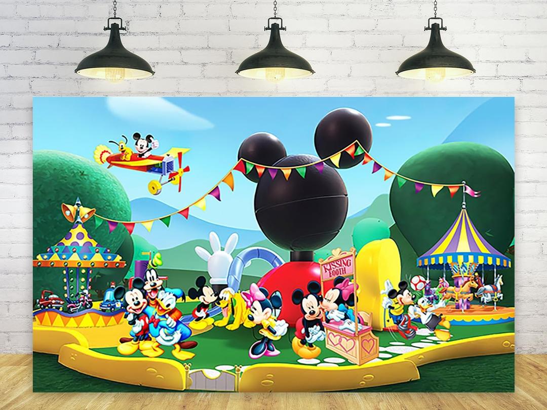 Clubhouse Birthday Backdrop for Party Decorations Background for Party Cake Table Decorations Clubhouse Theme Banner 5x3ft