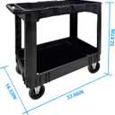 AAIN Work Carts with Wheels, 500 LBS Capacity. 34 x 17 Inch Plastic Tool cart. Utility Service Cart with 2 Fixed 2 Swivel Wheels, Ergonomic Handle Great for Warehouse/Garage/Garden/Hotel