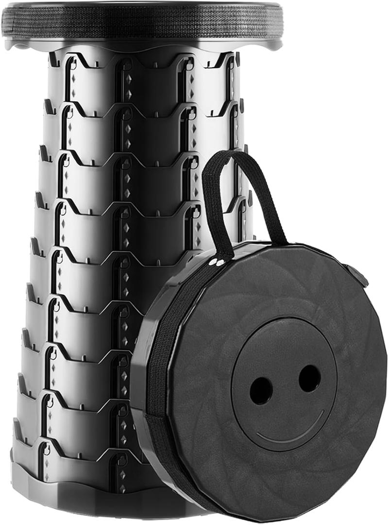 Upgraded Foldable Stool Thickened, Portable Collapsible Stool Retractable Stool for Fishing, Hiking Tours, BBQ, Parties, Outdoor Activities (1pack, Black)