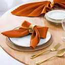 Horbaunal 100 Pack Satin Napkins 17" x 17" Square Dinner Napkins with Elegant Lace, Soft Cloth Napkins for Parties, Weddings, Events, Burnt Orange