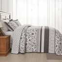 Oversized King Bedspreads 128x120, 100% Cotton California King Quilt, Farmhouse Botanical Pattern, Reversible Lightweight Comforter Bedding Set with 2 Pillow Shams, Brown/Coffee