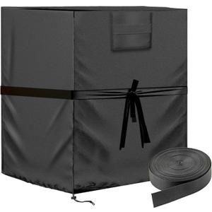 Air Conditioner Cover for Outside Units with Windproof Straps & Reinforced Buckles 420D Heavy Duty Square ac Covers Outdoor Protects HVAC Condenser From Winter Rain Snow Ice Dust Up to 24x24x30 inches