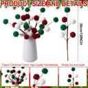 Newwiee 6 Pcs 11.8 Inch Christmas Tree Pick Felt Christmas Ornament Spheres Ball Pick Woolen Xmas Tree Branch Hanging Decoration Ball Topper for Wreath Home Office Party Decor (Green, Wine Red, White)