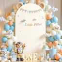 Beige Arch Backdrop Cover, 7.2FT Polyester Fitted Wedding Arch Stand Cover Round Top Chiara Stretchy Arch Backdrop Cover for Birthday Party Ceremony Banquet Decoration