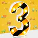 Construction Birthday Party Decorations, Truck LED Number Lights Decorative LED Light up Number Kids Boy Man Construction Party Centerpiece Dump Truck Birthday Supplies(3)