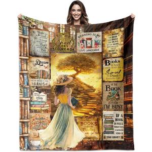 Just A Girl Who Loves Books, Book Lovers Gifts for Womer Blanket 60" X 50", Reading Themed Blanket for Women Books Lovers