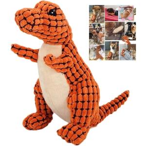 Indestructible Robust Dino, Durable Interactive Robustdino Dog Toy, Squeaky Dog Toys For Aggressive Chewers, Soft Dog Toys, Unbreakable Stuffed Plush Dog Toy Aggressive Chewers (A ORANGE)