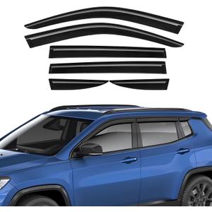 Rain Guards Fit for Jeep Compass 2017 2018 2019 2020 2021 2022 2023 2024 2025 2026, Tape-on Durable Side Window Sun Wind Deflectors 2017-2026 Compass Rain Guard Black 6 PCS