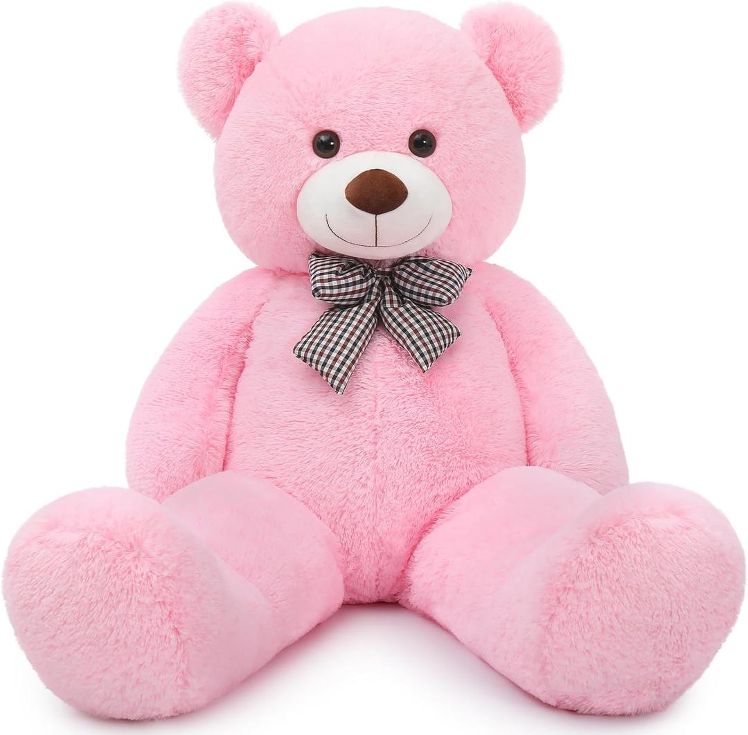 MaoGoLan Giant Teddy Bear 4 Feet, Adorable and Cuddly Big Teddy Bear Stuffed Animal 47", Pink Teddy Bear Plush Gift Decoration for Baby Shower, Party, Birthday, Valentines Day