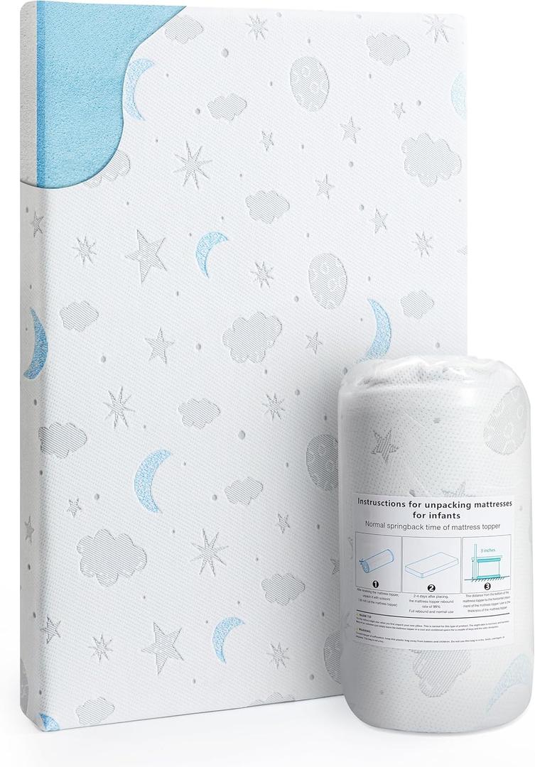 Pack and Play Mattress 38x26'' Breathable Soft Plush Memory Foam for Baby Toddler Travel Includes Carry Bag Removable Washable Cover Fits Play Pen Playard Pack n Play Mattress Pad