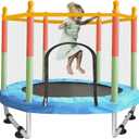 Toddler Trampoline for Kids Ages 1-8, 55'' Small Trampoline with Safety Enclosure Net, Indoor & Outdoor Baby Mini Trampolines, No-Gap Safe Design for Toddlers Jump, Gifts for Children & Boys & Girls