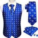 Barry.Wang Mens Red/Green Christmas Suit Vest Holiday Xmas Waistcoat Tie Set Party Tuxedo (Blue, S)