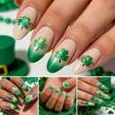2 x St. Patrick's Day Nail Art Stickers 5D Shamrock Nail Decals Green Lucky Charms Four Leaf Clover Stickers for Women Irish Embossed Green Shamrock Self-Adhesive Spring Supplies Manicure Decor