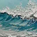 V-inspire Modern Ocean Wave Canvas Wall Art, 24 x 48 inches, Hand-Painted 3D Textured Oil Painting, Blue and White