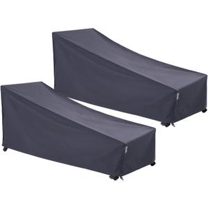F&J Outdoors Waterproof UV Resistant Heavy Duty Patio Chaise Lounge Chair Cover, 2Pack, 84"Lx32"Wx34"H, Grey