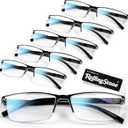 6 pack Executive Style Reading Glasses Men - Durable Readers with 99% Blue Light Blocking - Comfortable Fit with TR90 Frames (Black), +1.75