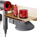 FLE Hair Dryer Holder Wall Mounted with Shelf - Hair Dryer Holder Rack Organizer Compatible for Dyson Supersonic Hair Dryer, Gold