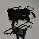 RSLOVE Lingerie Sets for Women Outfits - 4 Piece Set Underwire Lace Corset Teddy Push Up Bodysuit with Garter and Panty (Medium, Black)