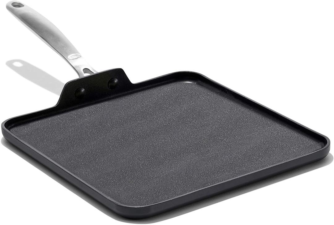 OXO Enhanced 11" Griddle Pan, PFAS-Free Ceramic Nonstick, Durable Hard Anodized Cookware, Scratch Resistant, Stainless Steel Handle, Good Grips, Dishwasher & Oven Safe, Black